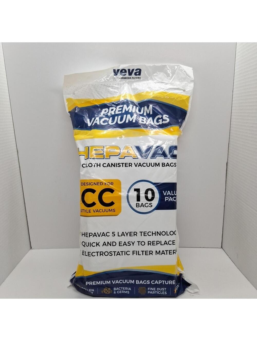 VEVA Premium Vacuum Cloth Canister Bags 10 ct Value Pack for Type CC Oreck vacs